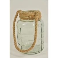 Glasvaas Dublin - D14 H20cm - helder met jute touw